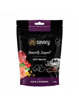 Savory Dog Soft Snacks Immunity Support Duck&Rosehips Miękkie Przysmaki Wzmacniające Odporność z Kaczką i Dziką Różą Dla Psów 200 g