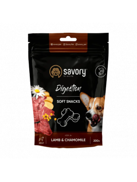 Savory Dog Soft Snacks Digestion Lamb&Chamomile Miękkie Przysmaki Delikatny Układ Trawienny z Jagnięciną i Rumiankiem Dla Psów 200 g