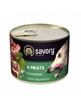 Savory Dog Adult 4 Meats Karma Mokra Dla Dorosłych Psów Wszystkich Ras 4 Mięsa 200 g