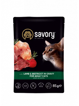 Savory Cat Adult Lamb&Beetrot Gravy Karma Mokra Dla Dorosłych Kotów Jagnięcina i Burak w Sosie 85 g