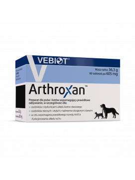 Vebiot Arthroxan Preparat Dla Psa i Kota Wspomagający Prawidłowy Rozwój Kośćca i Funkcjonowanie Układu Ruchu 60 Tabletek