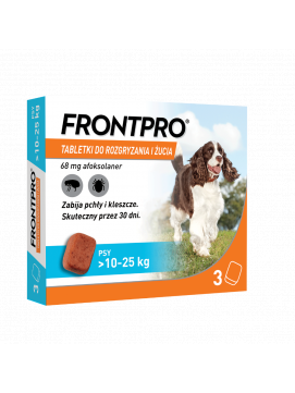 Frontpro Tabletki Dla Psów Na Pchły i Kleszcze 10-25 kg 68 mg 3 Tabletki