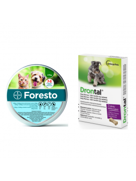 Pakiet Foresto dla Psa poniżej 8 kg + Drontal Dog Flavour 2 Tabletki