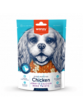 Wanpy Chicken Jerky & Calcium Bone TwistsKostki z Kurczakiem Przekska dla Psa 100 g