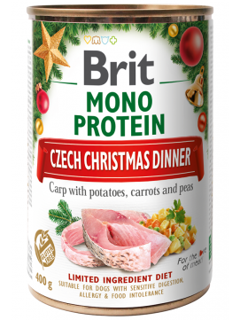 Brit Mono Protein Christmas Carp Świąteczna Kolacja Karp Z Sałatką Ziemniaczaną 400 g
